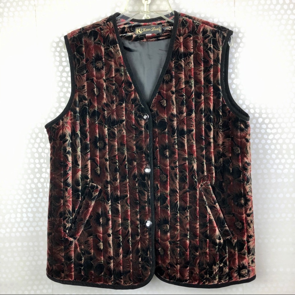 Kam Lung Quilted Velvet 3-Button Vest, Size XL